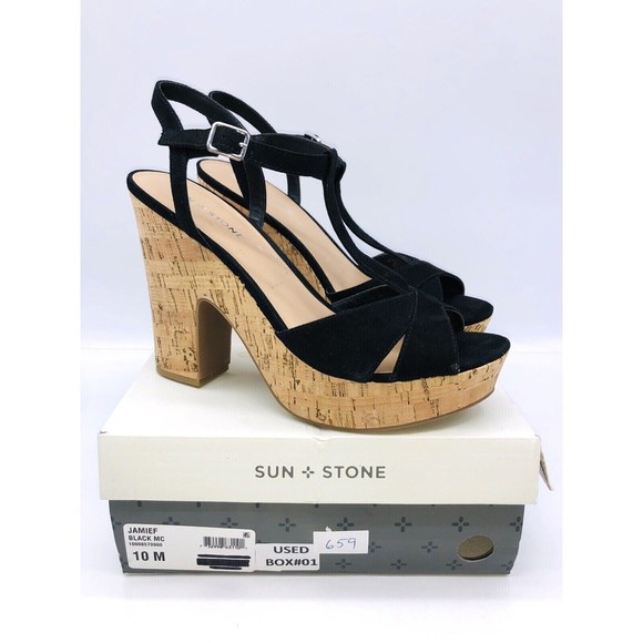 Sun Stone Women's Jamie Woven Ankle Strap Platform Sandals Beige 12 Medium